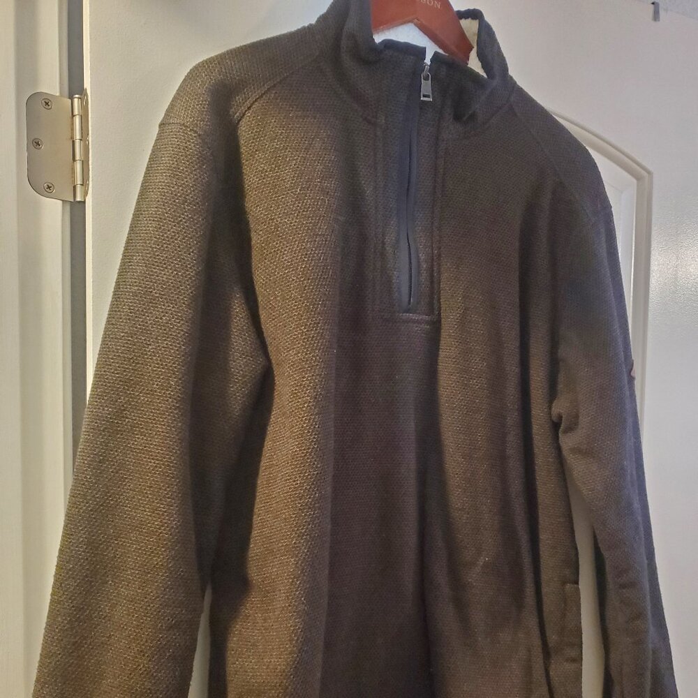 Orvis Mens Outdoor Fall Fleece Pullover Shirt 1/4 Zip Brown Large